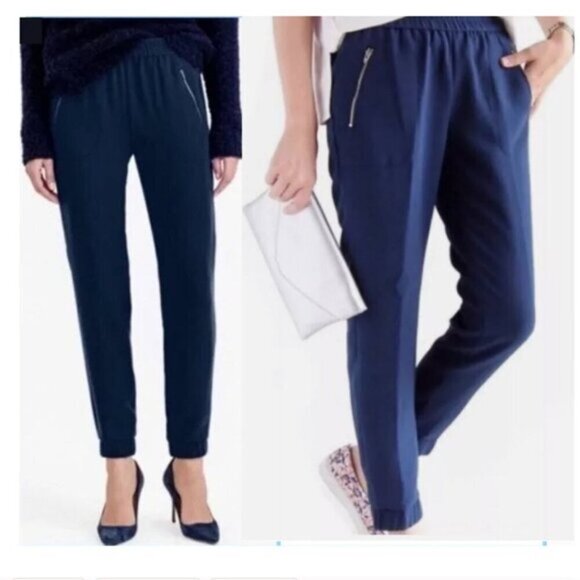 J. Crew Turner Jogger Pant High Waist Navy Blue Size 12 - Picture 1 of 12